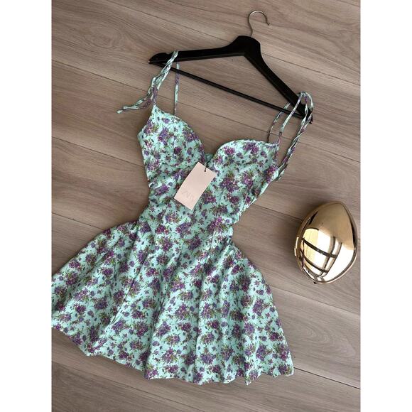 RARE!!! BLOGGER FAVE!!! ZARA Blue Floral Print Short Dress NWT - Picture 15 of 16